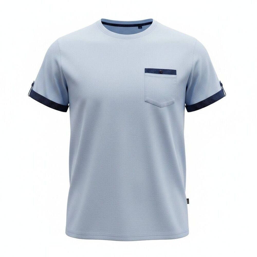 Guide London Premium Range Shirt Men’s Small Light Blue Polka Dot Trim